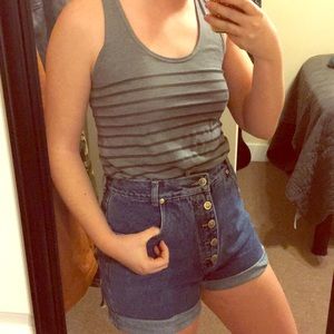 Forever 21 grey striped tank top S
